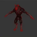 Game Movie Character Muscular Wolf Head Gray Humanoid Body With Black Stripes And Flame Effects