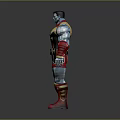 Game Movie Character With Blue Skin Muscular Build Yellow Red Outfit Waist Emblem Red Boots