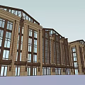 Classical Commercial Complex With Glass Roof And Grand Columns Design