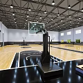 Indoor Basketball Court With Wooden Floor Ceiling Lights And Basketball Hoops 3d model