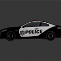 Black And White Police Car With Red And Blue Emergency Lights And Sleek Exterior Design