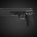 Black Tactical Pistol With Modern Design Textured Grip And Metal Components