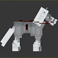 Pixelated White Horse With Red Saddle And Bridle In Digital Art Style