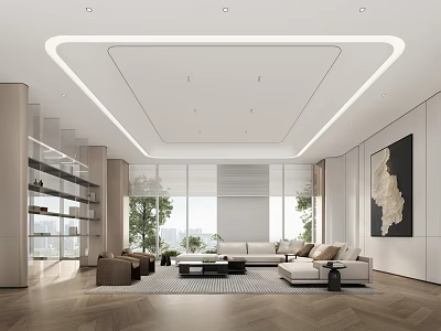 Modern Front Desk Reception Lounge With Comfortable Sofa And Floor to Ceiling Windows 3d model
