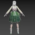 Woman Wearing Traditional Green Floral Skirt With White Pink Top In Standing Pose