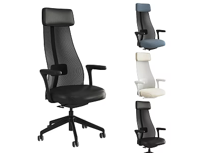 Ergonomic Office Chair With Black Blue White Mesh Back And Swivel Base Design 3d model