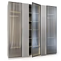 Elegant Modern Storage Cabinet with Glass Doors Golden Handles and Metal Frame Shelves