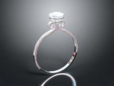 Elegant Silver Ring With Large Diamond And Exquisite Design For Fashion Accessories 3d model