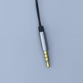 Stylish In Ear Earphones With Metallic Silver Body Blue Stripes And Black Cables Design