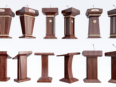 Traditional Wooden Reception Desks With Various Carved Details And Classic Designs 3d model