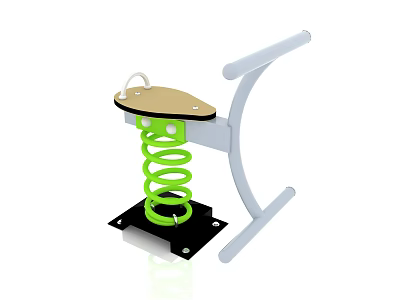 Building Blocks Constructed Green Spring Rocker with Brown Seat White Handrails and Black Base 3d model