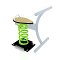 Building Blocks Constructed Green Spring Rocker with Brown Seat White Handrails and Black Base