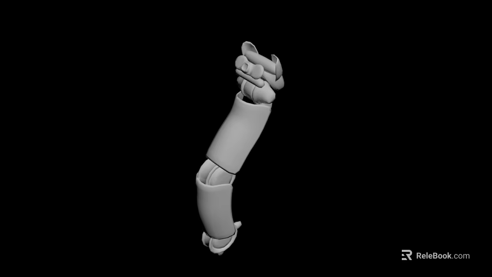 White Robotic Arm With Joint Structure And 3D Model Design On Black Background 3d model 