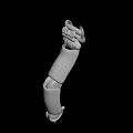 White Robotic Arm With Joint Structure And 3D Model Design On Black Background 3d model