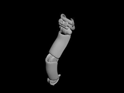 White Robotic Arm With Joint Structure And 3D Model Design On Black Background 3d model