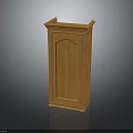 Classic Oak Wooden Cabinet With Single Door Decorative Lines And Top Surface
