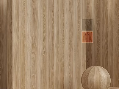 Wooden Components Featuring Wood Grain Background Color Samples And Decorative Wooden Sphere 3d model