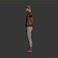 Man Standing With Arms Outstretched Wearing Red Shirt Gray Pants And Orange Boots
