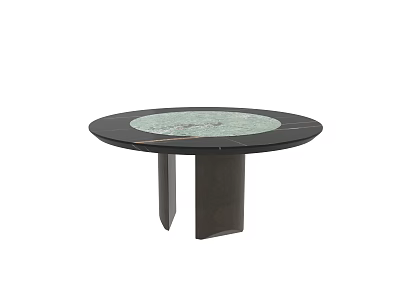 Modern Minimalist Round Dining Table With Dark Frame And Marble Top 3d model