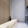 Modern Leisure Area Interior Design With Plush Sofa Round Coffee Tables And Potted Plants
