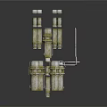 Industrial Metal Equipment With Multiple Vertical Pipes Tower Structures And Connected Components