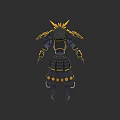 Traditional Samurai Weapon Armor With Black Body And Golden Decorative Accents
