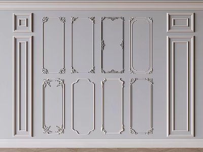 Ornamental Plaster Molding Design Featuring Various Decorative Wall Frame Styles And Patterns 3d model