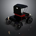 Vintage Black Classic Car With Red Trim And Retro Roof Design Details
