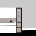 Modern Wine Cabinet Interior With White Cabinetry LED Lighting Shelves And Wine Bottles