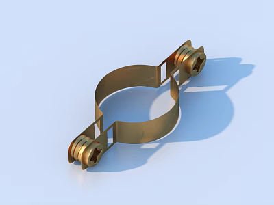Brass Metal Clip With Circular Ring Shape And Double Screw Fasteners Hardware Accessory 3d model
