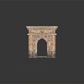 Ornate Stone Fireplace With Arched Opening Carved Details Side Pillars And Decorative Top