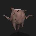 Fleshy Monster Character With Single Large Eye Sharp Teeth And Tentacles 3d model