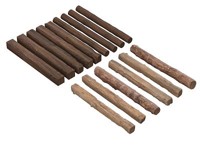 Decorative Wooden Pillars With Natural Texture And Various Lengths For Interior Design 3d model