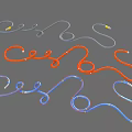 Colorful Curved Coiled Cables In Orange Blue And Gray Flexible Design