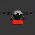 Aerospace Drone With Red Base Silver Cover And Multiple Propellers For Cosmic Missions