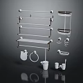 Bathroom Essentials Set With Towel Racks Hooks Toilet Brush And Cups