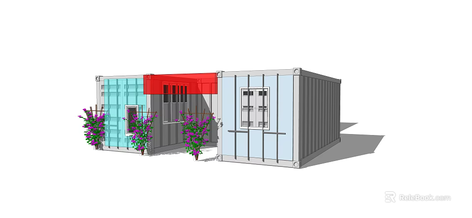 Modular Industrial Equipment Containers With Colorful Exteriors And Functional Windows 3d model 