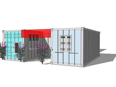 Modular Industrial Equipment Containers With Colorful Exteriors And Functional Windows 3d model