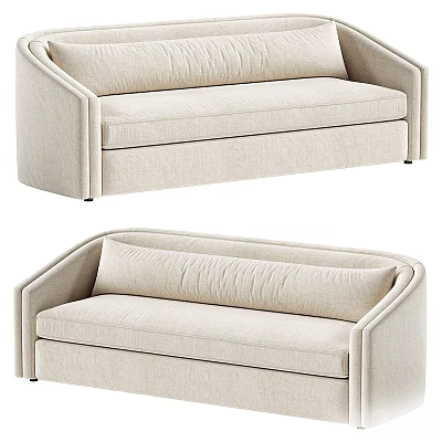 Beige Upholstered Two Seater Sofa With Modern Minimalist Design Comfortable Backrest And Sleek Lines 3d model