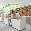 Modern Supermarket Department Store Interior With Shelves Full Of Various Products And Checkout Counter