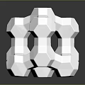 3D Geometric Metallic Silver Hexagonal Ring Structure With Shiny Reflective Surface