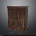 Traditional Solid Wood Cabinet With Carved Double Doors And Decorative Feet