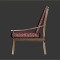 Stylish Red Geometric Pattern Leisure Chair With Wooden Frame Upholstered Seat Backrest