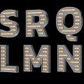 Stylish Wall Decor with Lighted Letters White Borders Yellow Bulbs on Black Background