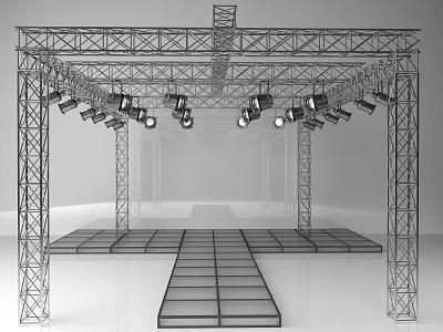 Public Facility Metal Truss Stage Structure With Lighting Equipment And Platform 3d model