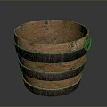 Handcrafted Rustic Wooden Storage Bucket With Striped Natural Wood Design