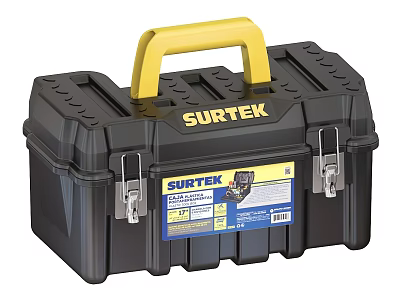 SURTEK Black Toolbox With Yellow Handle For Storing Hardware Tools 3d model