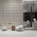 Modern Specialty Store Interior With Shelves Display Items Arched Design And Pendant Lights