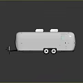 Sleek Modern Silver Trailer With Dual Roof Vents Green Side Window And Reflective Surface