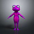 Vibrant Purple Reptile Cartoon Character With Large Eyes In Standing 3D Rendering
